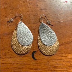 Rose Gold and Silver leather earrings